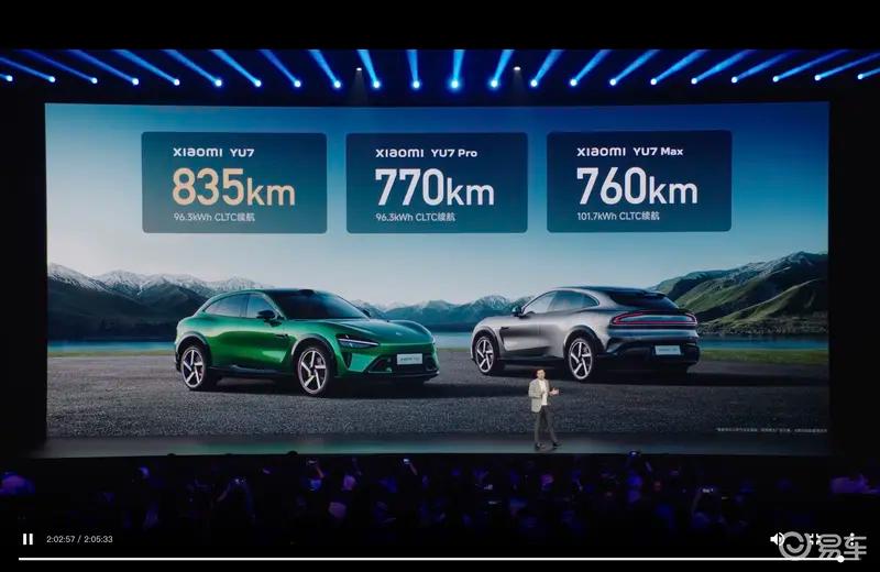 小米YU7交付时间更新 Max版最快33-36周/标准版最快53-56周
